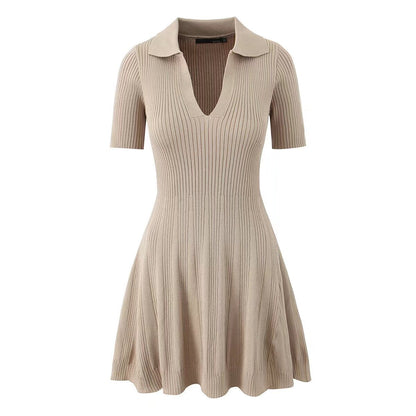 Variant image for Kvinnors Kortärmad Klänning V-Hals Polyester Midjedriven-3