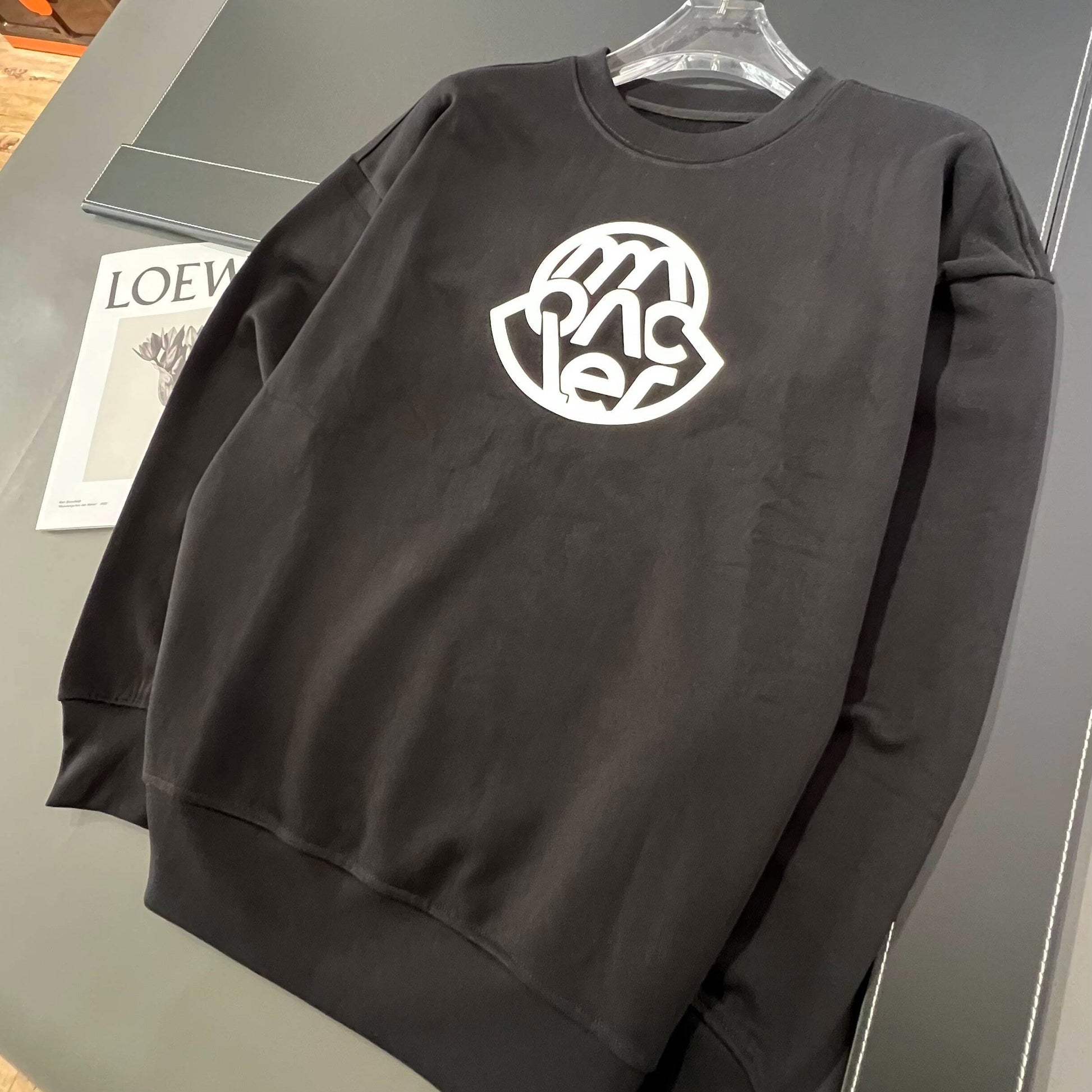 Stickad Dam Tröja Rund Hals 100% Bomull Tjock Loose Fit-2