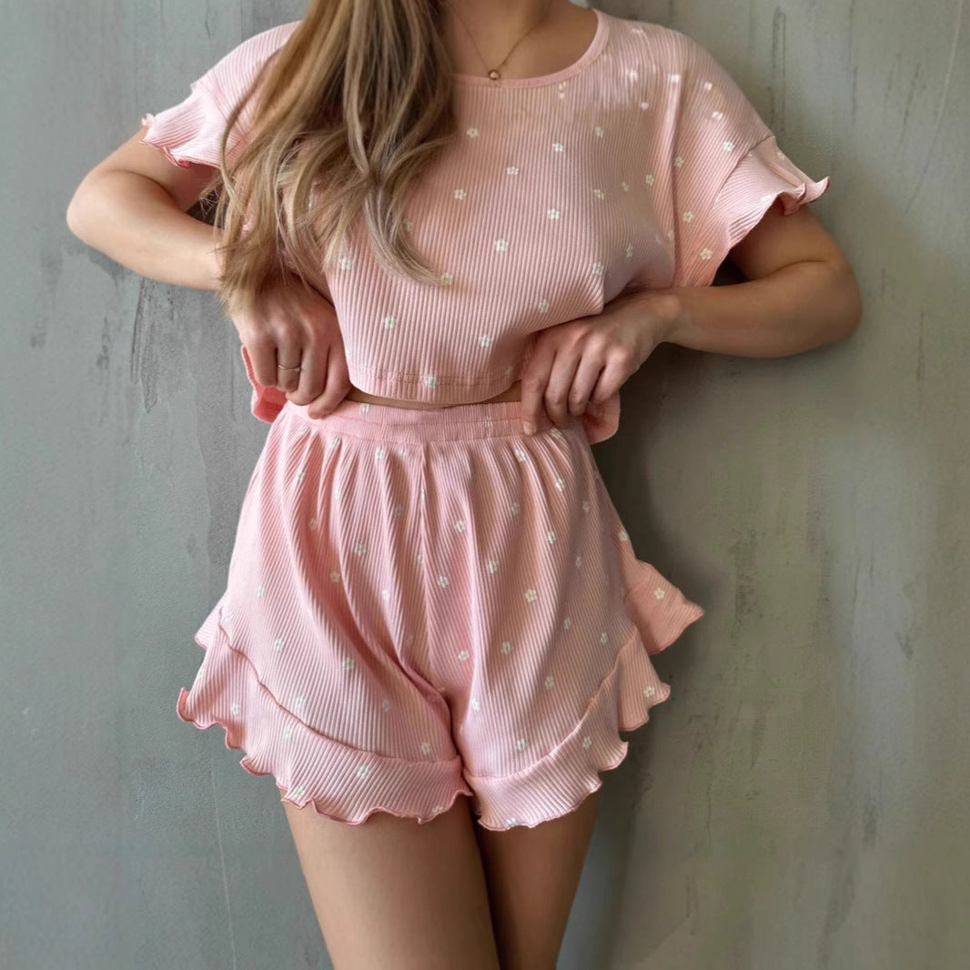 Kvinna Casual Set Geometriskt Mönster Polyester Korta Ärmar-4