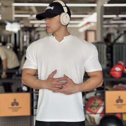 Herr T-shirt V-ringning Lätt Bomullsblandning 2