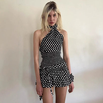 Kvinnors Wrapkjol Prickmönster Elastisk Tyg-4