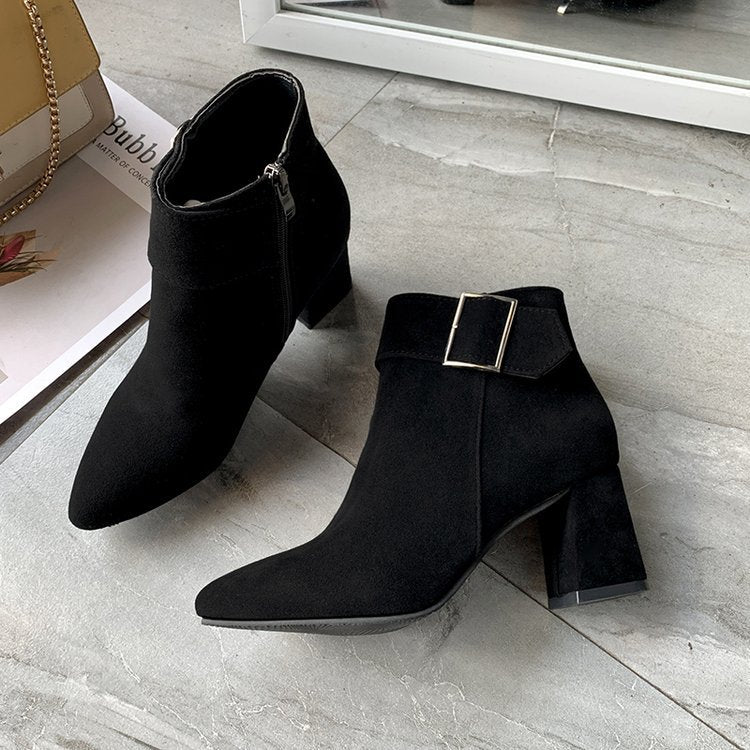 Variant image for Kvinnors Ankelstövlar Elegant Syntetiskt Läder Blockhäl-5