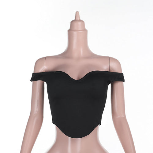 Kvinnors Off-Shoulder Topp med Rüsch-detaljer Mjukt Elastiskt Tyg-1