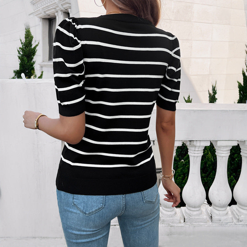 Dam Kortärmad Topp Färgblockad Polyester 4