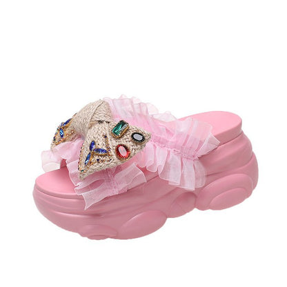 Kvinnors Pantoletter Ruffle Design Syntetiskt Material 10