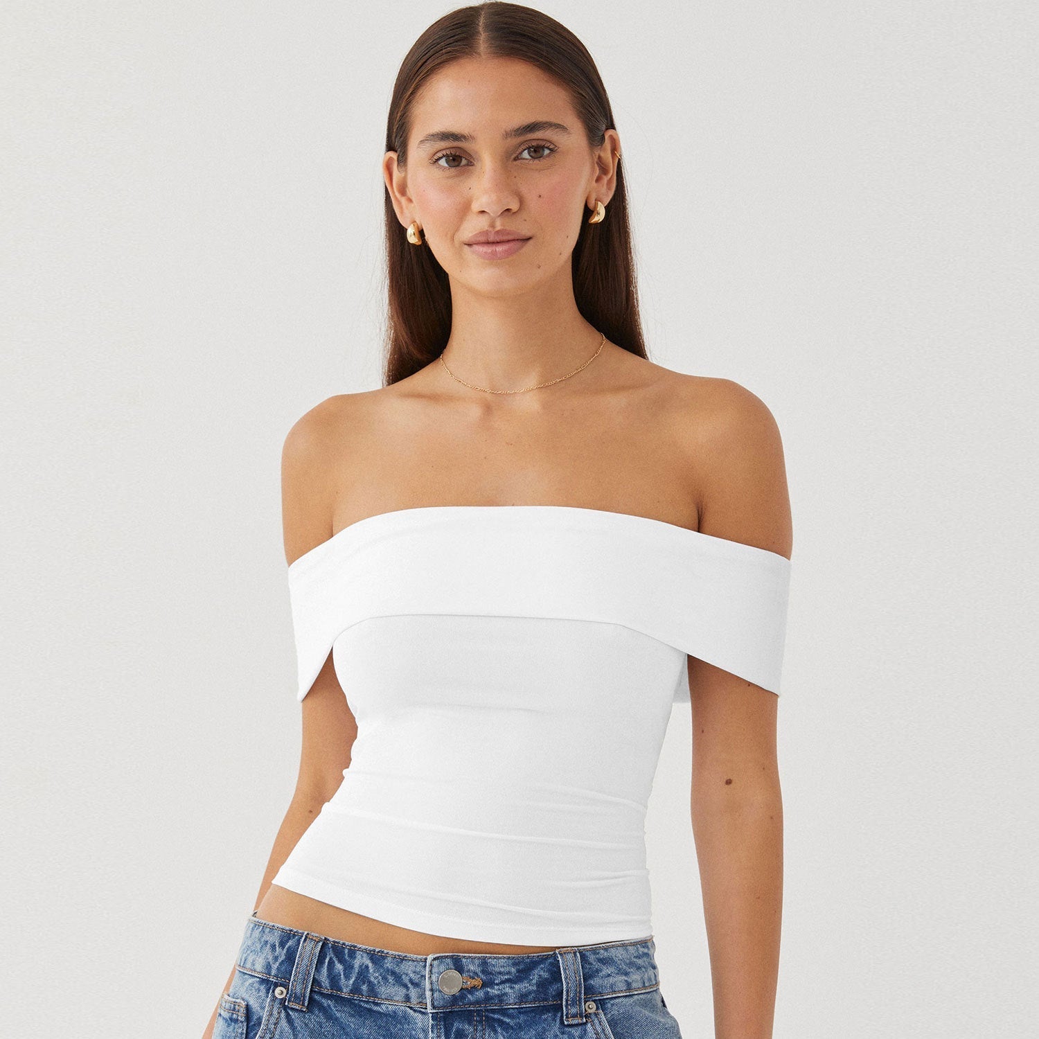 Dam Crop Top Enaxlad Polyester Trendig-1