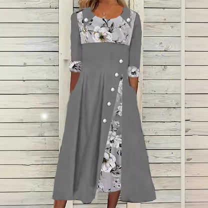 Damklänning Asymmetrisk Rund Halsringning Polyester Fina Dam Klänningar-3