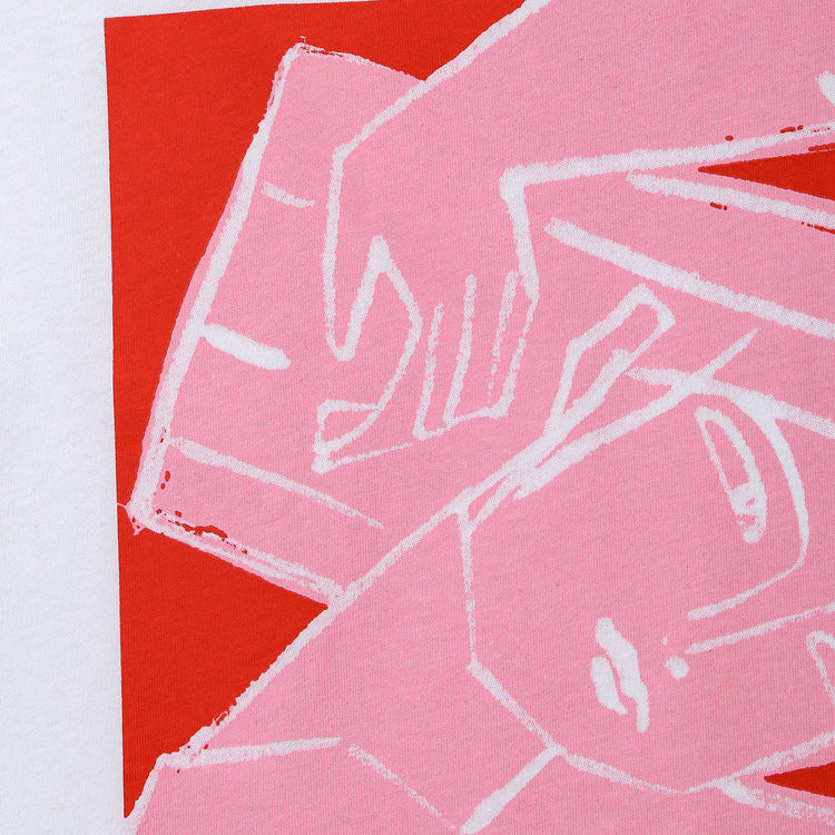 Dam T Shirt Avslappnad Överdimensionerad Bomull med Konstnärligt Tryck-4