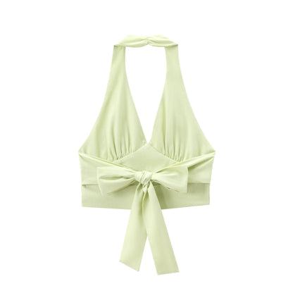 Kvinnors Kort Vest Halterneck Polyester i Street Style-2