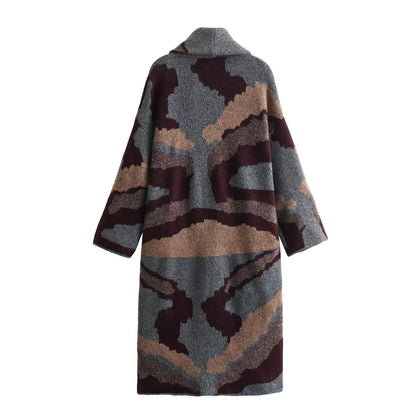 Kvinnors Kappa Bredklipp Mjuk Stickad Tyg Kamouflage-2