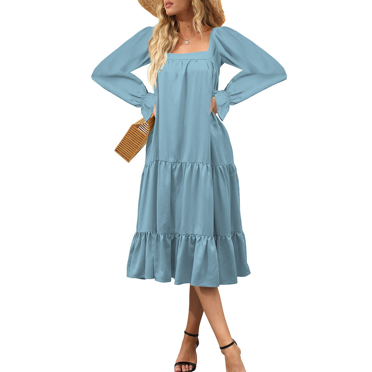Variant image for Fina Dam Klänningar Maxi Klänning Långärmad Viskos A-linjeformad-20