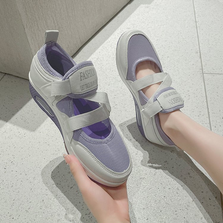 Kvinnor Sneakers Sportiga Kardborrfästen Andningsbara Syntetiska Material 9