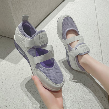 Kvinnor Sneakers Sportiga Kardborrfästen Andningsbara Syntetiska Material 9
