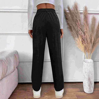 Elegant Midjiga Buntbyxor i Sladdmaterial för Kvinnor – Bekväm och Stilren Design med Sidfickor 4