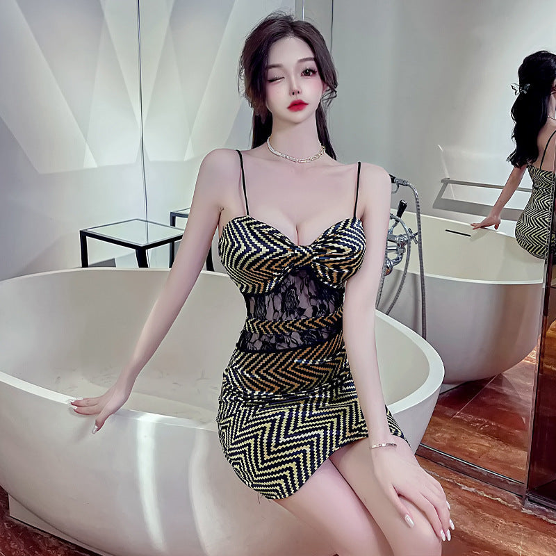 Variant image for Kvinnors Bodycon Klänning Leopardmönster Satin Ärmlös V-ringning-10