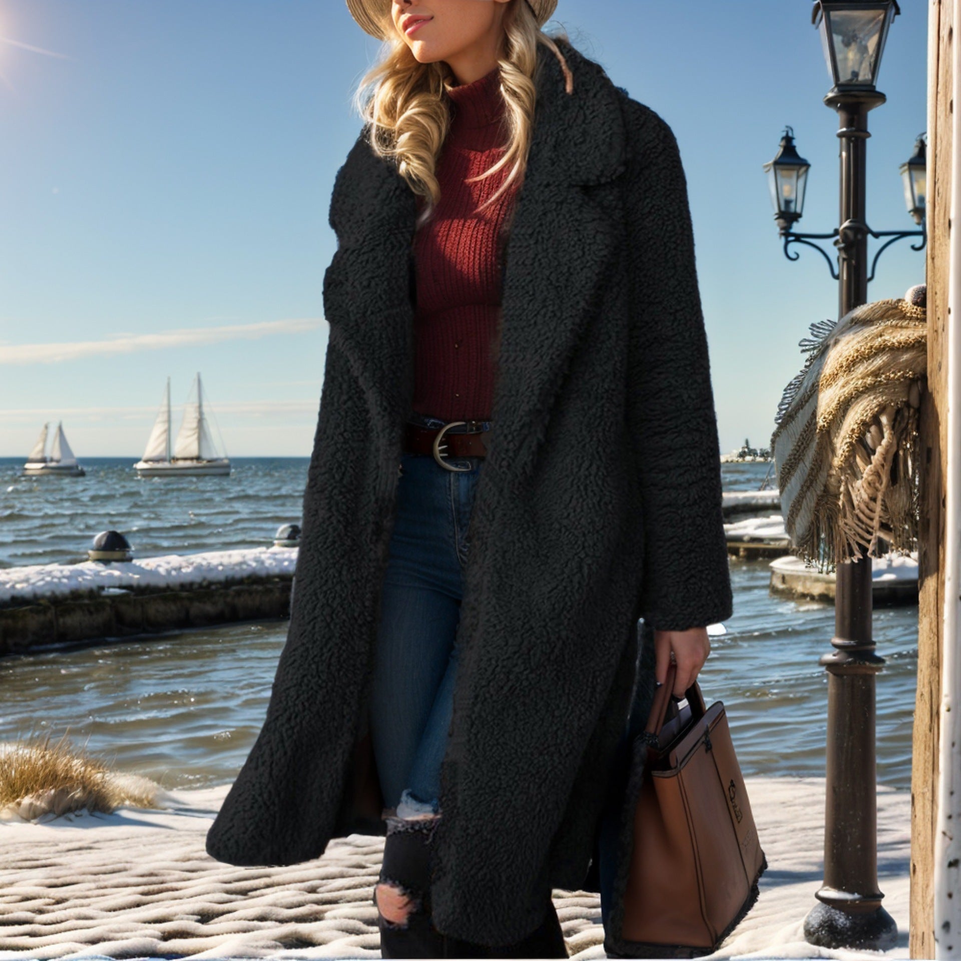 Dam Kappa Revers Lång Ärmar Polyester Fleece-2