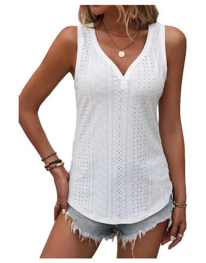 Variant image for Dam Löst Sittande Tank Top V-Ringning Polyester-6
