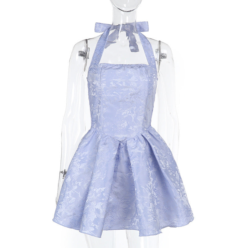 Kvinnors Klänning med Voluminös Kjol och Blommigt Broderi – Lätt Tyg för Formella Tillfällen 8