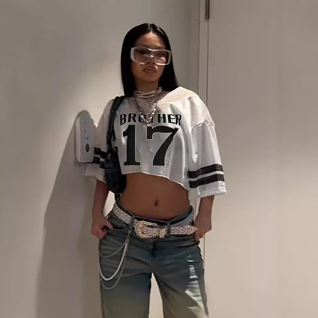 Dam T-shirt V-ringad Kort Ärme Polyester-5