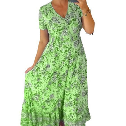 Dam V-ringad Strandklänning i Polyester för Sommar och Strand-6