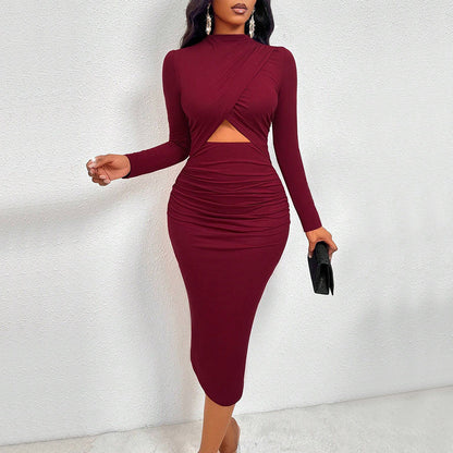 Dam Klänning Bodycon Monokrom Cut Out Polyester 2