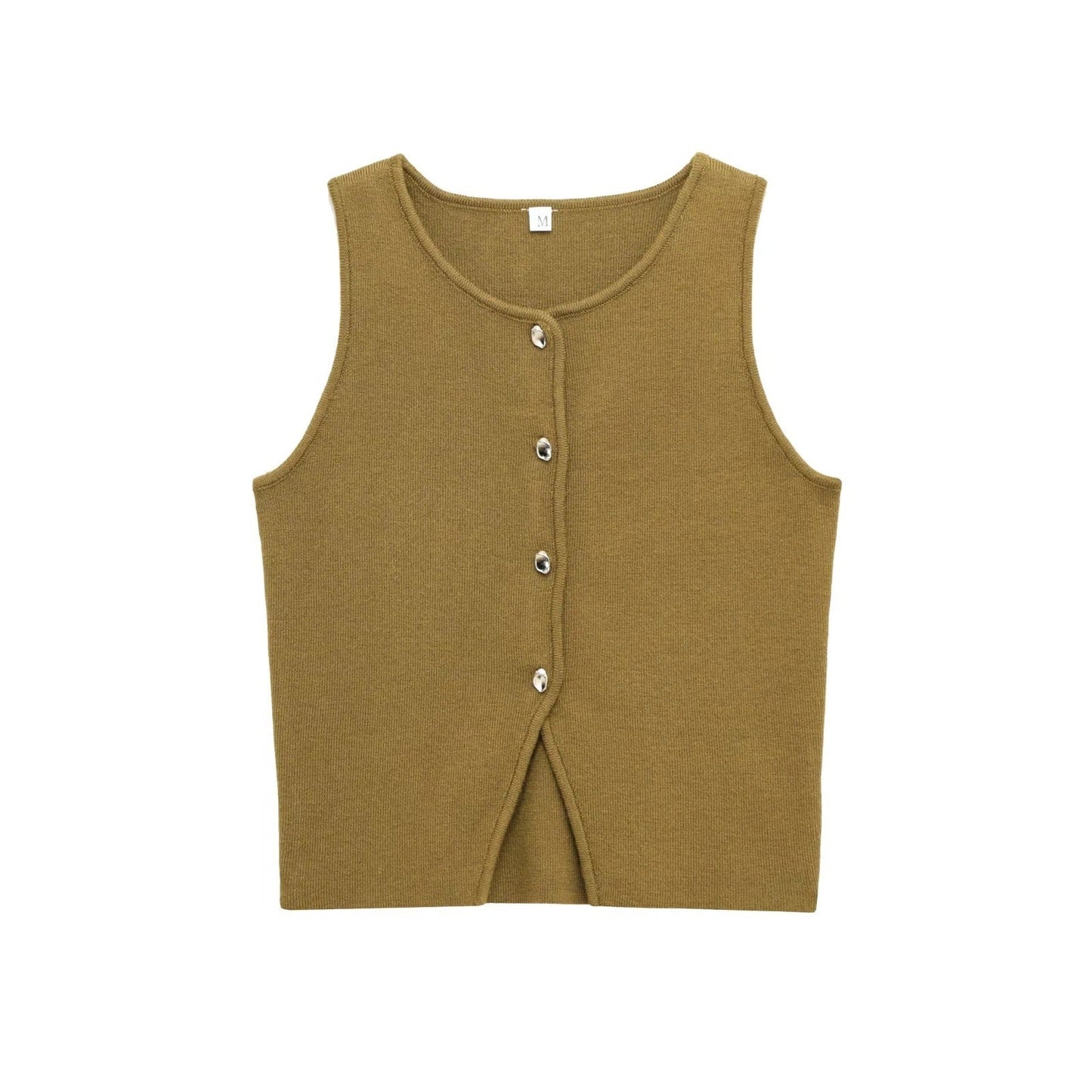 Kvinnors Topp Skräddarsydd Andningsbart Material med Dekorativa Knappar 11