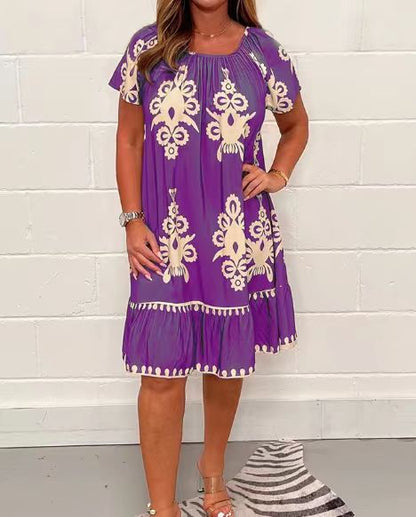 Variant image for Dam Klänning Kortärmad Utskriven Polyester-17