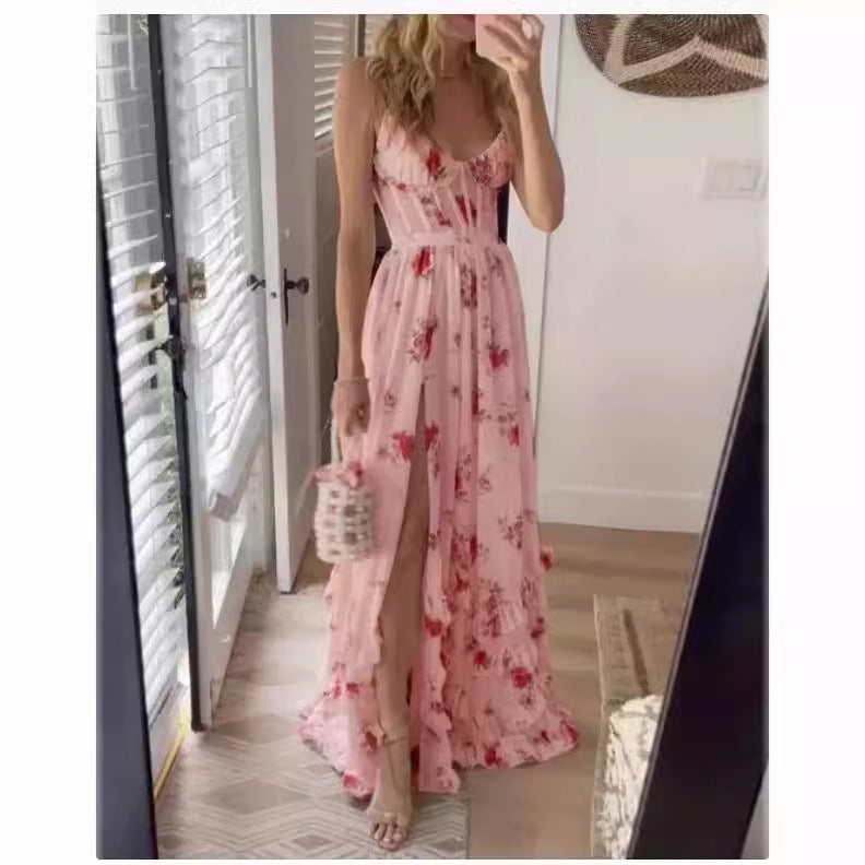 Dam Långklänning Ärmlös Plisserad Polyester-3