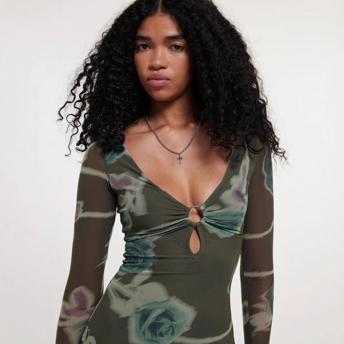 Kvinnors Bodycon Klänning U-ringning Långärmad Polyester-4