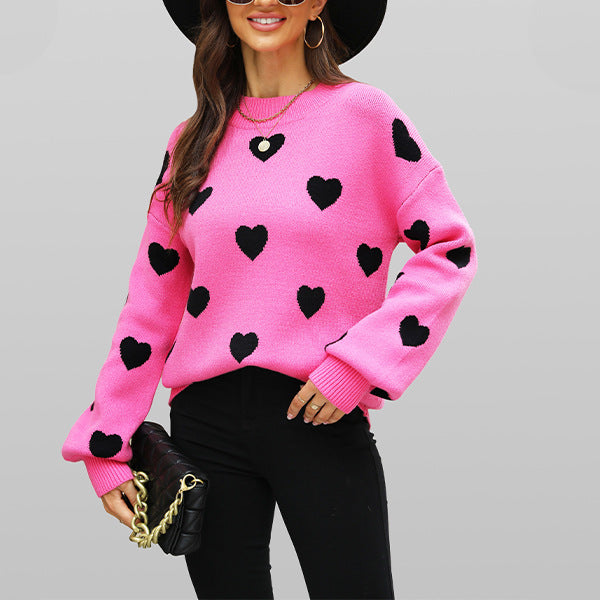 Lindex Dam Tröja Stickad med Hjärtmönster i Viskosfiber-2