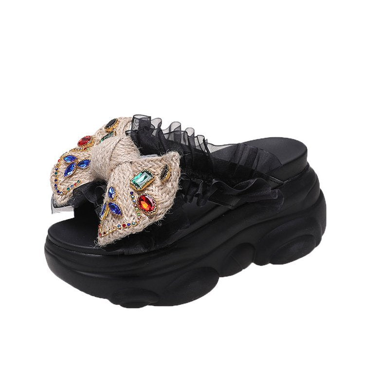 Kvinnors Pantoletter Ruffle Design Syntetiskt Material 9
