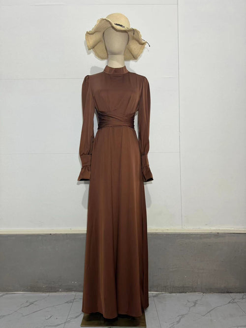 Kvinnors Långärmad Klänning Skräddarsydd Midja Polyester-1