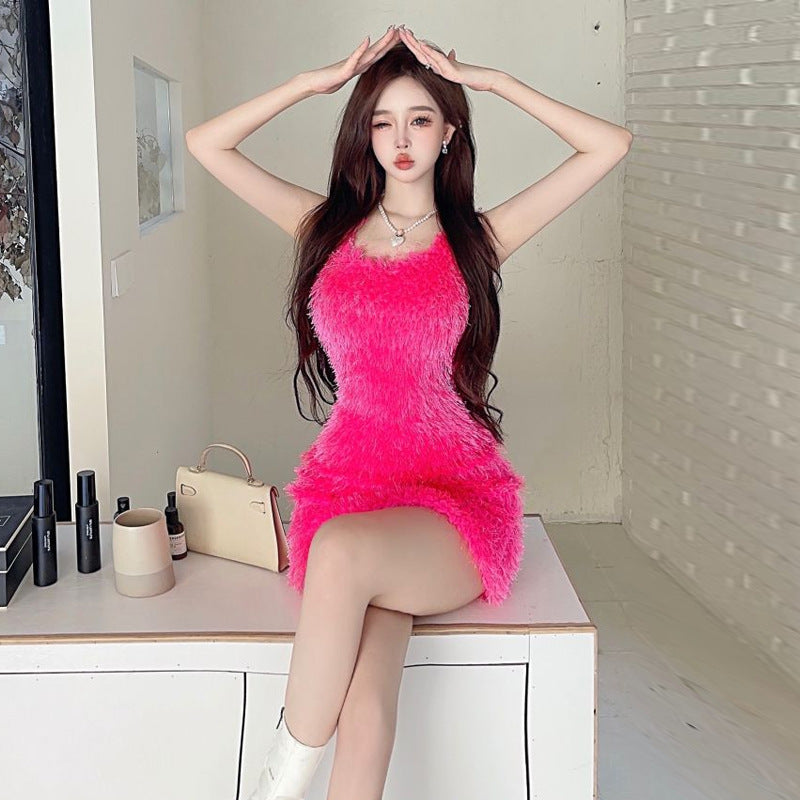 Fina Dam Klänningar Spaghetti Band Kort Högkvalitativt Tyg-4