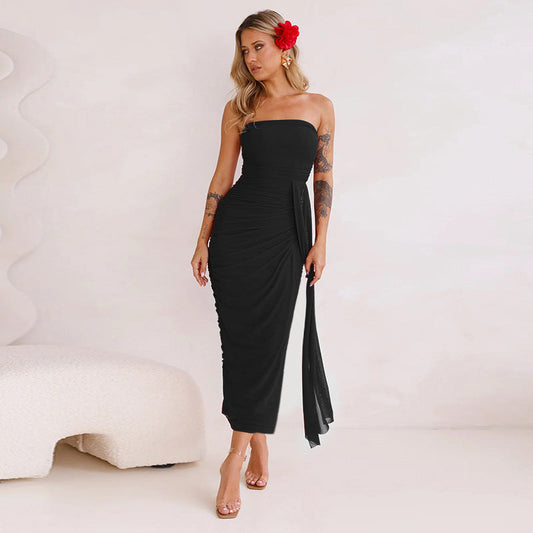 Dam Maxiklänning Bandeau Ruffles Elastisk Mix 1