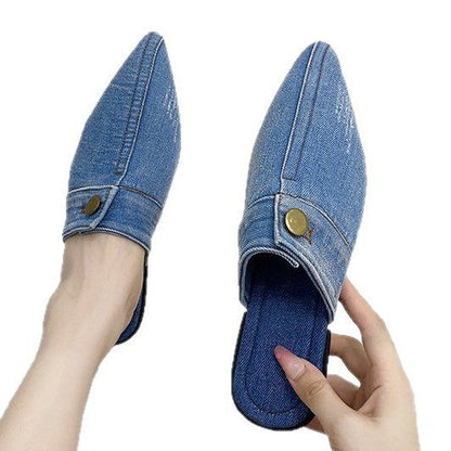 Öppna Mulor för Kvinnor i Denim med Spetsig Tå – Bekväm och Andningsbar Design för Varmare Dagar 6