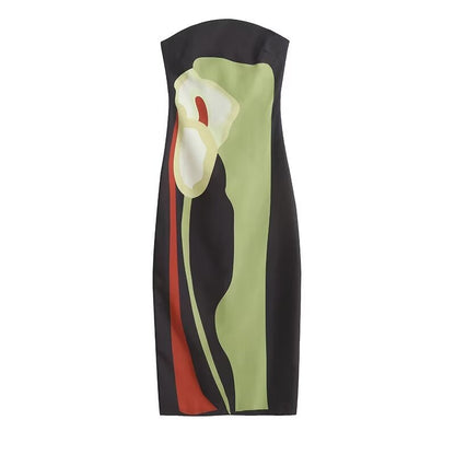 Variant image for Damklänning A-linjeformad Blommönster Polyester-1