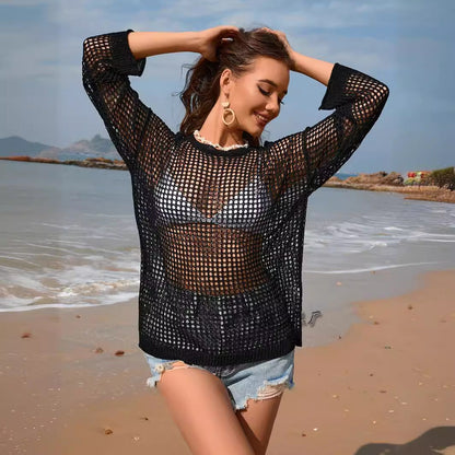 Dam Bikinitröja Urban Stil Akryl Långärmad-5