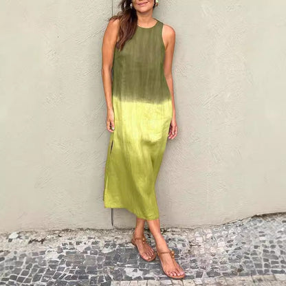 Kvinnors A-Line Klänning i Bomull och Linne-4