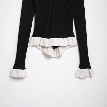 Dam Tröja V-ringad Slim Fit Polyester med Vertikala Ränder-4