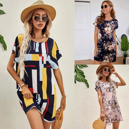 Kvinnors MIDI-klänning A-linjeformad Löst Passform Polyester-2