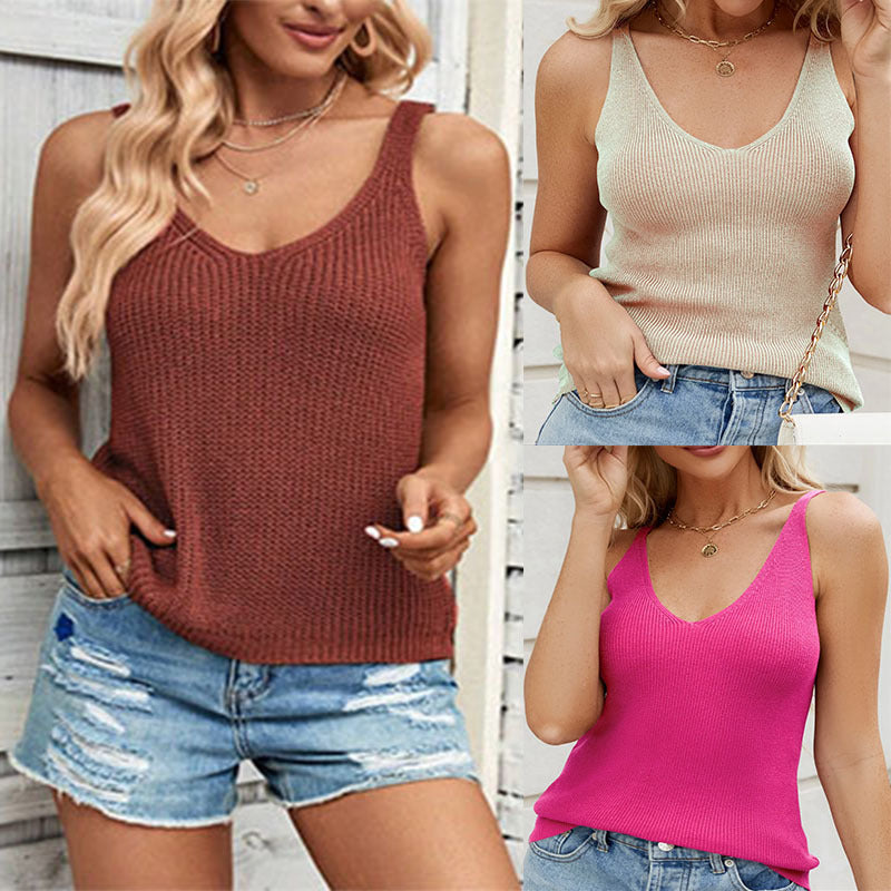 Dam Skjorta Ärmös Viskos Polyester V-ringning Lösa Passform-2