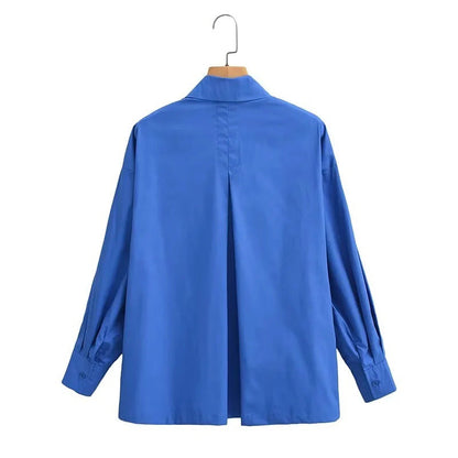 Dam Blus Modern Snitt Bomull med Klassisk Krage 6