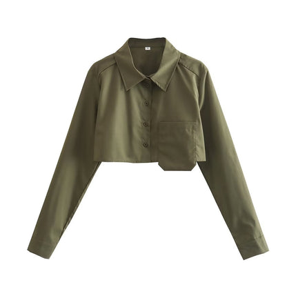 Herrskjorta Kort Ärmar Revers Polyester Street Fashion-5