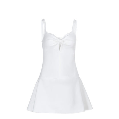 Glittrig Miniklänning Med Unik Klyvning – Svart eller Vit, Elastisk Tyg för Elegant Passform 6