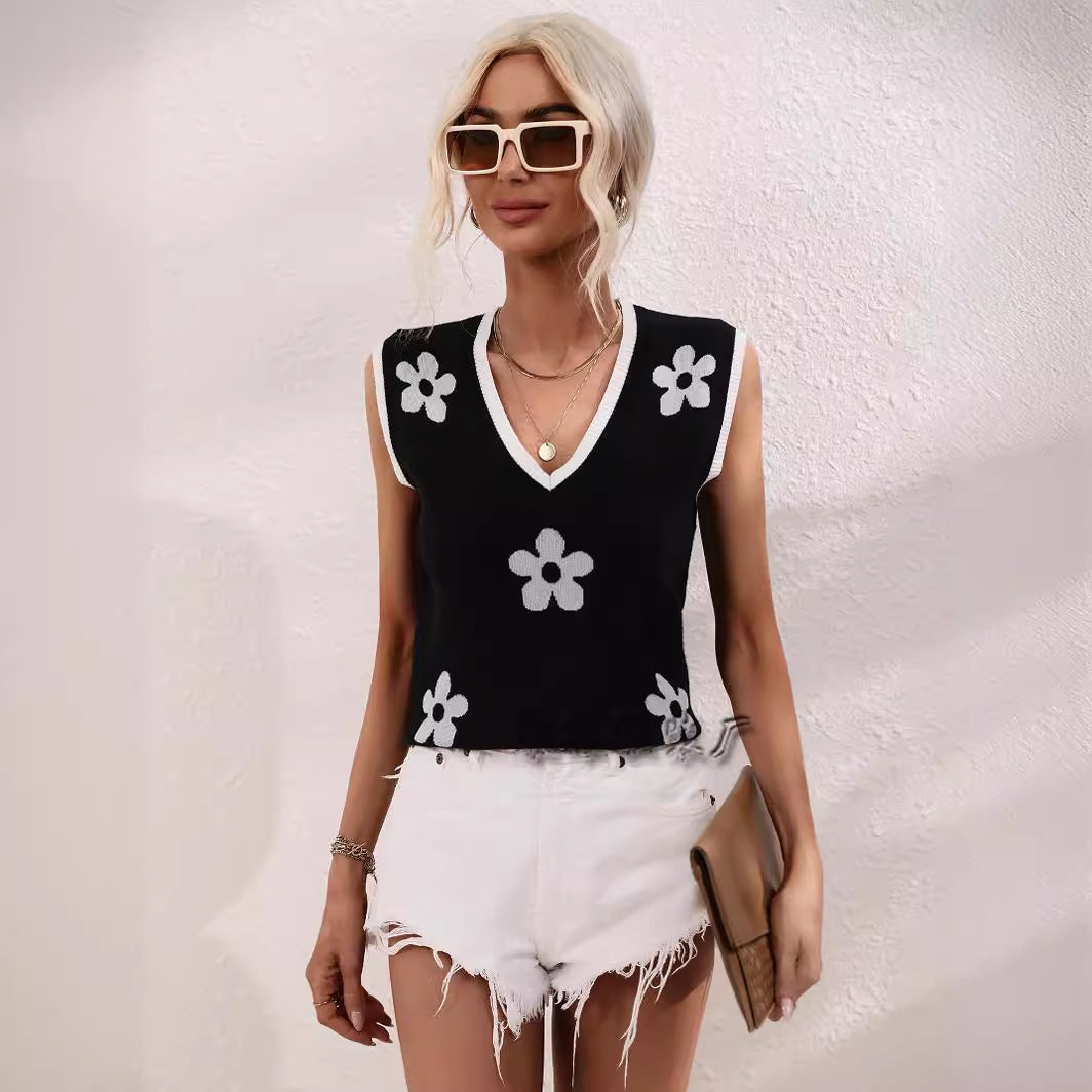 Dam Stickad Tröja Elegant V-hals Nylonblandning-5