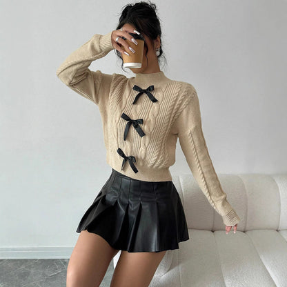 Dam Stickad Tröja Med Lekfulla Detaljer Mjukt Material-2