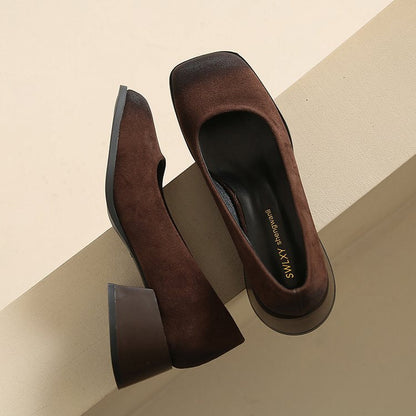 Dam Blockförsäljningsskor Mjuk Mocka Elegant Komfort 3