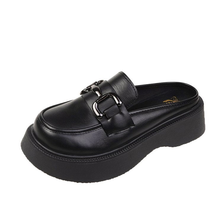 Kvinnors Platå Mules Elegant Spänne Syntetiskt Läder-1