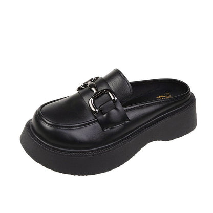 Kvinnors Platå Mules Elegant Spänne Syntetiskt Läder-1