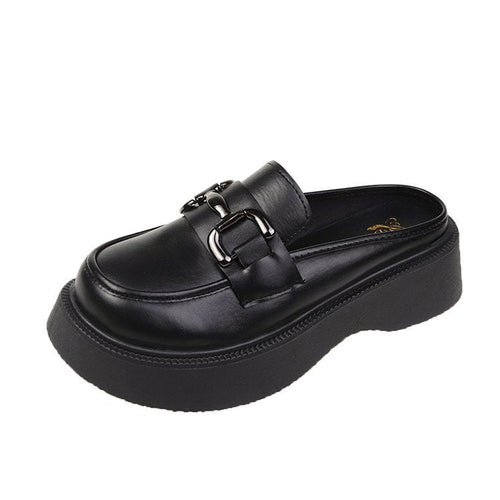 Kvinnors Platå Mules Elegant Spänne Syntetiskt Läder-1
